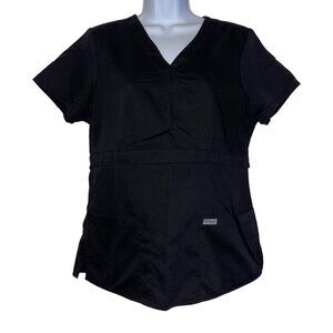 Greys Anatomy by Barco Black Womens M Scrub Top Shirt Style 4153 Pockets Solid